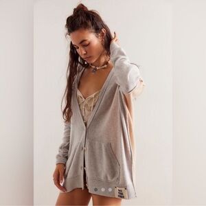 Free People Essential Cardi Gray and Tan Cardigan NWT
